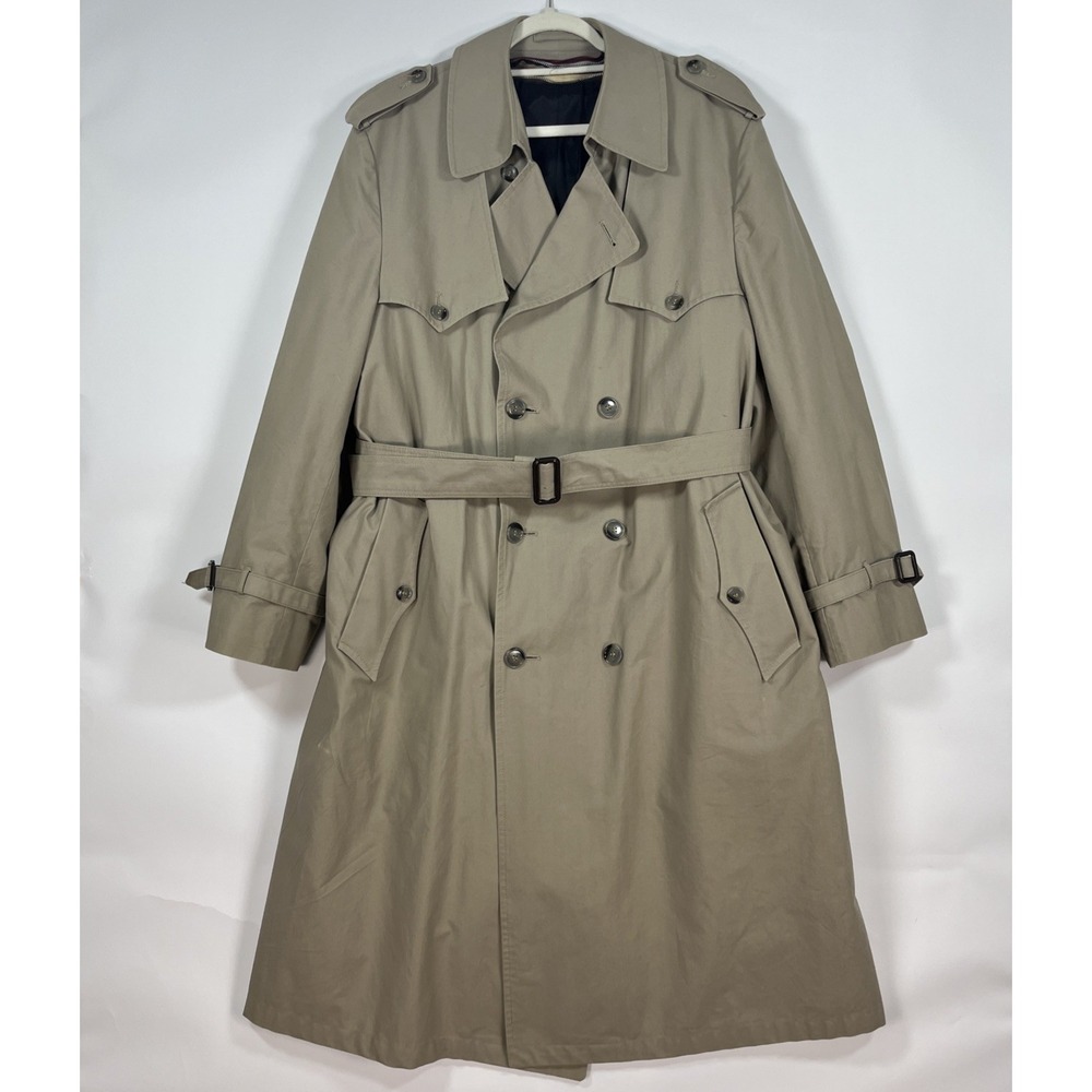 Vintage Christian Dior Monsieur Tan Belted Trench Coat‎ Men's 46R